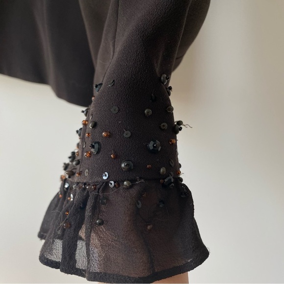 Tahari Arthur S. Levine Button Front Blazer Chiffon Cuffs With Sequins - Picture 11 of 16